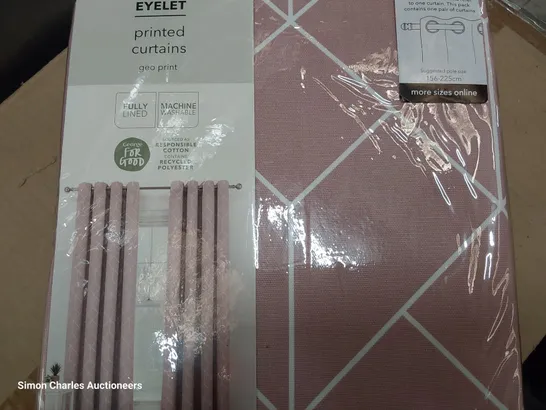 CASE OF EIGHT PAIRS OF BRAND NEW EYLET GEO PRINT CURTAINS W168 × D137cm