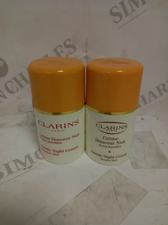 LOT OF 2 X 50ML CLARINS GENTLE NIGHT CREAM FOR SENSITIVE SKIN 