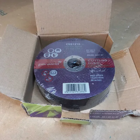 BOX OF 25 PARWELD CUTTING DISCS FOR STAINLESS STEEL (CSS1210)