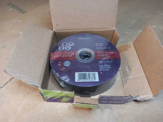 BOX OF 25 PARWELD CUTTING DISCS FOR STAINLESS STEEL (CSS1210)