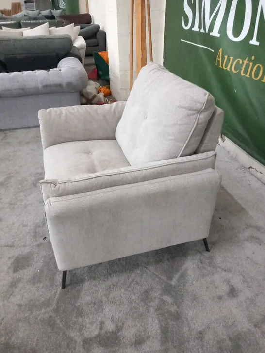 DESIGNER ITALIAN MADE BOLZANO GREY FABRIC ARMCHAIR WITH BUTTON DETAIL