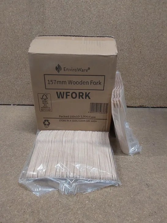 BOX TO CONTAIN APPROX 1000 WOODEN FORKS 157mm