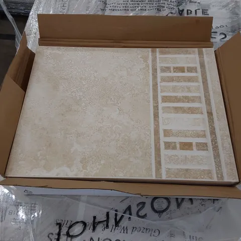 PALLET TO CONTAIN APPROX 48 X PACKS OF JOHNSON TILES SONORAN STONE INTEGRAL BORDER GLAZED WALL & FLOOR TILES - 10 TILES PER PACK // TILE SIZE: 361 X 276 X 9mm