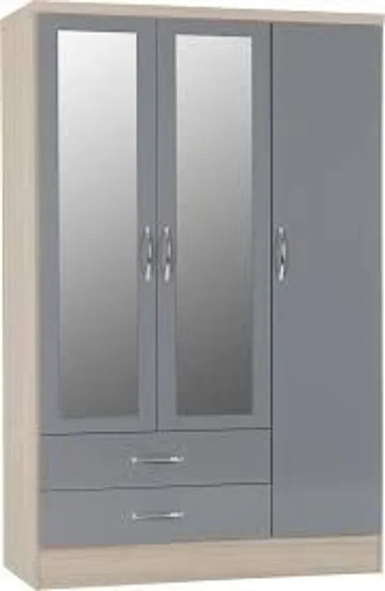 BOXED ACKROYD 3 DOOR WARDROBE GREY FINISH (3 BOXES)