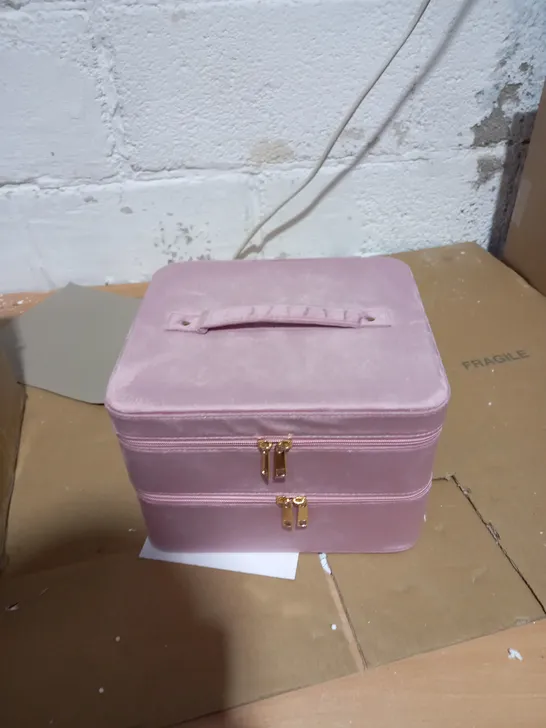 PINK FAUX SUEDE STORAGE BOX