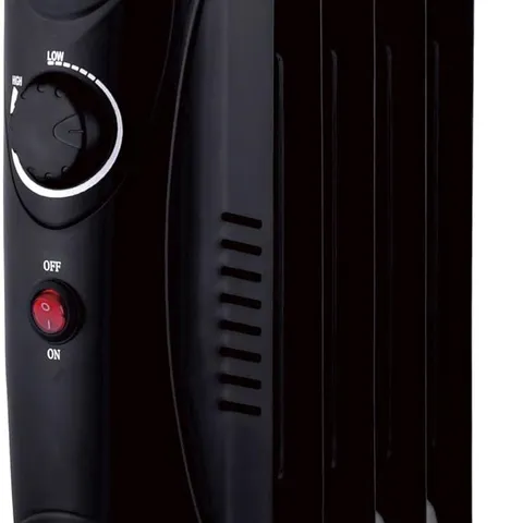 BOXED NEO 650W OIL FILLED 5 FIN ELECTRIC PORTABLE HEATER RADIATOR ADJUSTABLE THERMOSTAT - BLACK (1 BOX)