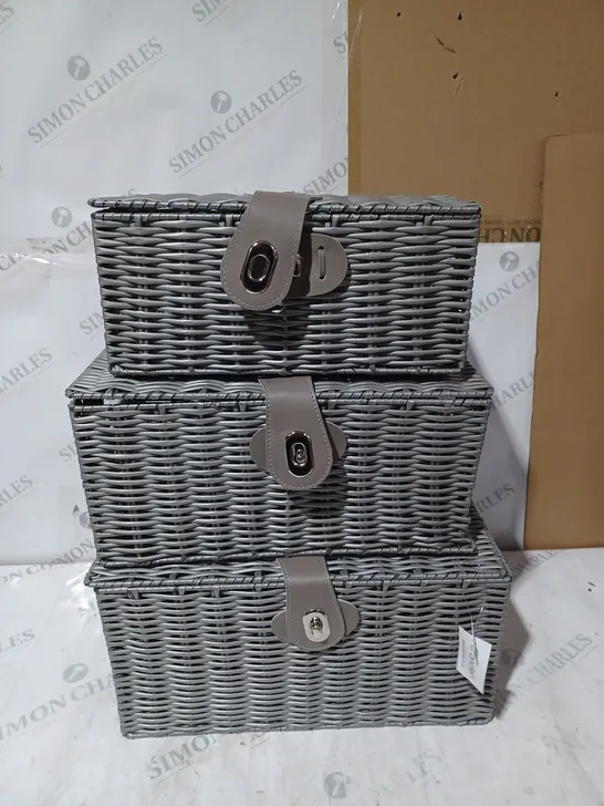 ENCIER 3 X GREY HAMPER BASKETS 