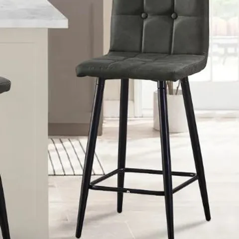 BOXED ESSEX SET OF TWO GREY PU LEATHER BARSTOOL