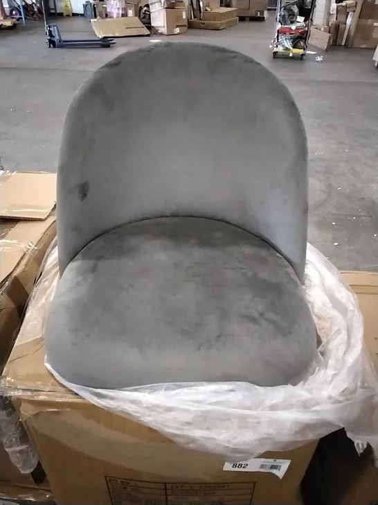 BOXED GREY VELVET DINING CHAIRS 