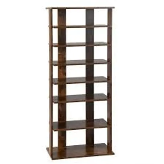 BOXED COSTWAY 7 SHELF BROWN WOODEN VERTICAL SHOE RACK