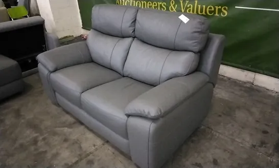 QUALITY ITALIAN DESIGNER DARK GREY LEATHER 2 SEATER SOFA 