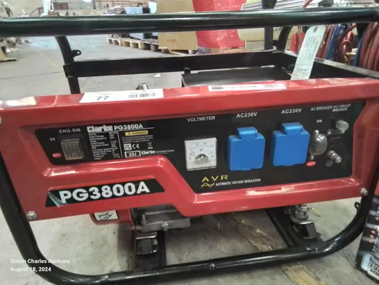 CLARKE POWER PG3800A 3KVA 230V PETROL GENERATOR