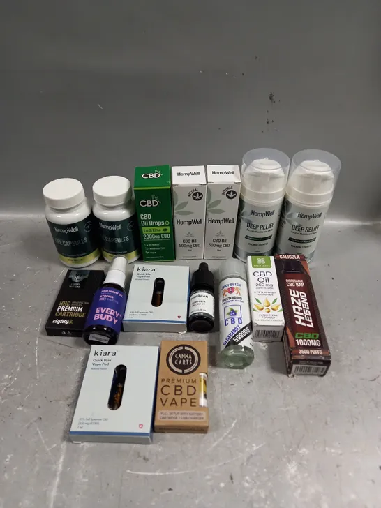 APPROXIMATELY 15 ASSORTED CBD SUPPLEMENT PRODUCTS TO INCLUDE OIL, CREAM, CAPSULES ETC - COLLECTION ONLY 