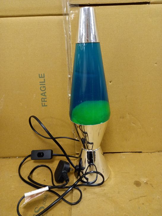 METALLIC LAVA LAMP - GREEN AND BLUE/CHROME EFFECT
