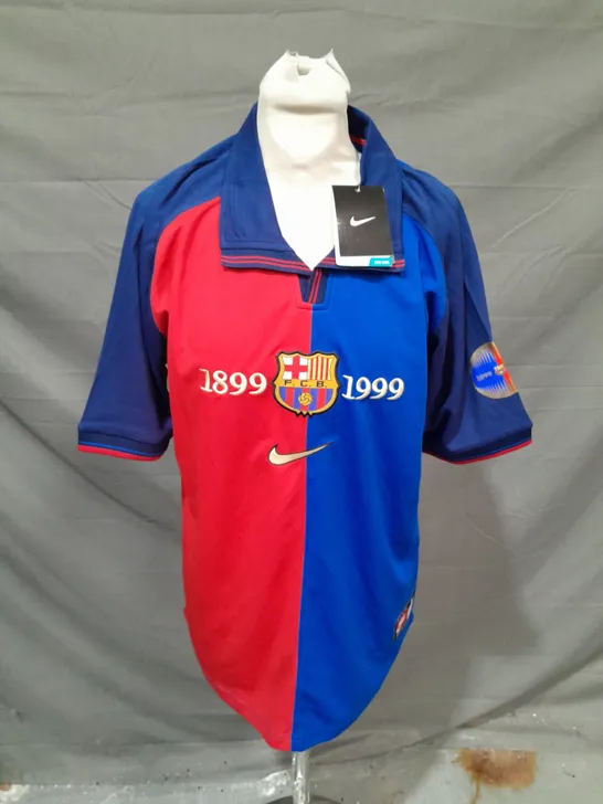 NIKE BARCELONA FOOTBALL SHIRT 1899-1999 - RONALDINHO 10 -LARGE