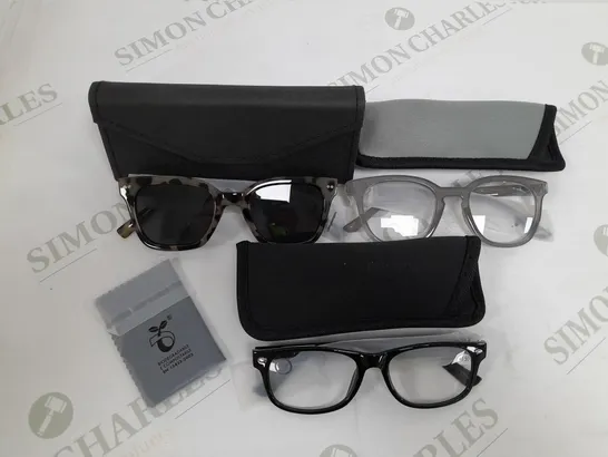 1 PAIR OF SUNGLASSES AND 2 PAIRS OF READING GLASSES GREY MIX 