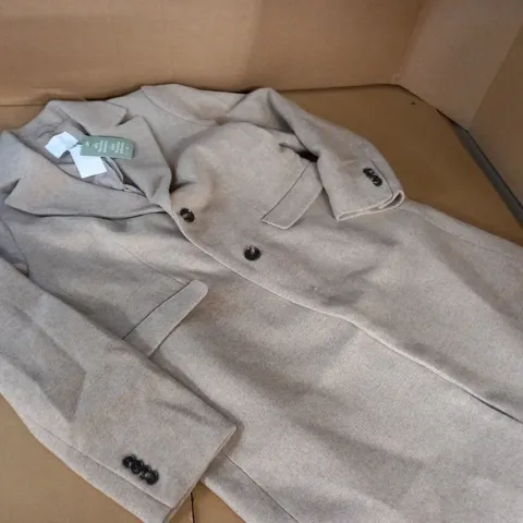 H&M BUTTON FRONT COAT IN LIGHT BROWN - UK 16