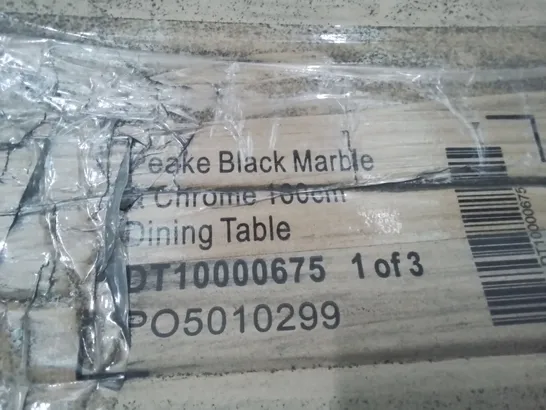 PALLET CONTAINING 8 BOXED PEAKE BLACK MARBLE & CHROME 160CM DINING TABLE PARTS - BOXES 1 OF 3 ONLY