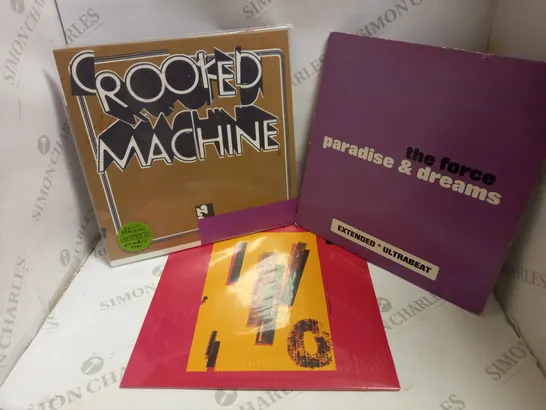 LOT OF 10 ASSORTED VINYL RECORDS, TO INCLUDE CROOKED MACHINE, THHE FORCE PARADISE & DREAMS, THE LAHAAR, ETC