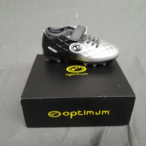 BOXED PAIR OF OPTIMUM IGNISIO BOOT-VELCRO MOULDED BLACK/SILVER SIZE UK 11