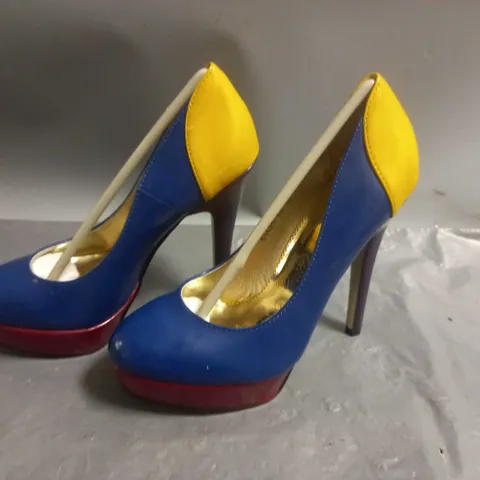 PAIR OF LIKE YOU COLOUR BLOCK HIGH HEELED SHOES - 36