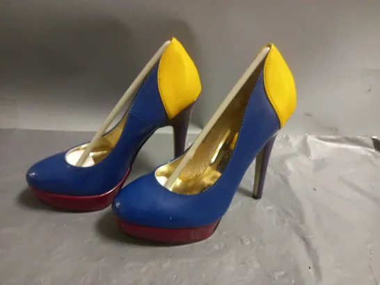 PAIR OF LIKE YOU COLOUR BLOCK HIGH HEELED SHOES - 36