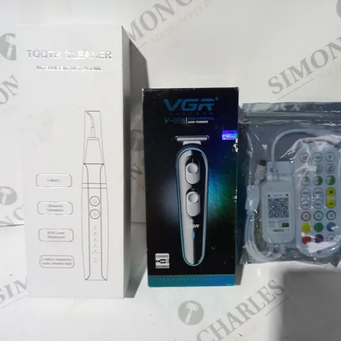 BOX OF APPROXIMATELY 10 ASSORTED HOUSEHOLD ITEMS TO INCLUDE VGR PROFESSIONAL HAIR TRIMMER, TOOTH CLEANER, ETC