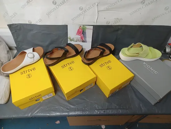 BOX OF APPROXIMATELY 4 ASSORTED PAIRS OF  SANDALS IN VARIOUS STYLES AND SIZES 