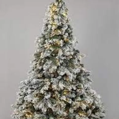 BOXED 7FT FLOCKED PRELIT DOWNSWEPT PINE EFFECT TREE