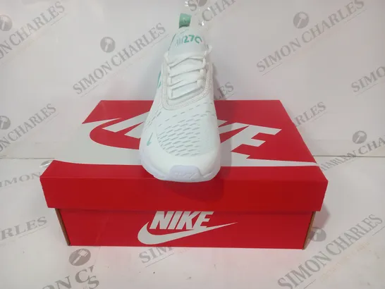 BOXED PAIR OF NIKE AIR MAX 270 SHOES IN WHITE/EMERALD UK SIZE 5