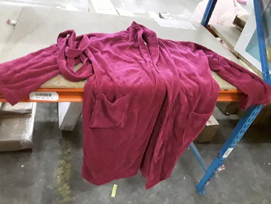 BAGGED SUPREME 100% COTTON VELOUR ANKLE BATHROBE - BURGUNDY