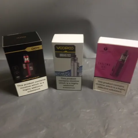 APPROXIMATELY 20 BOXED E-CIGARETTES TO INCLUDE VOOPOO, I-JOY, LOST VAPE ETC 