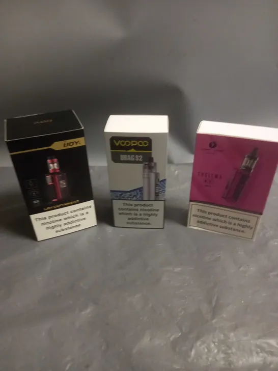 APPROXIMATELY 20 BOXED E-CIGARETTES TO INCLUDE VOOPOO, I-JOY, LOST VAPE ETC 