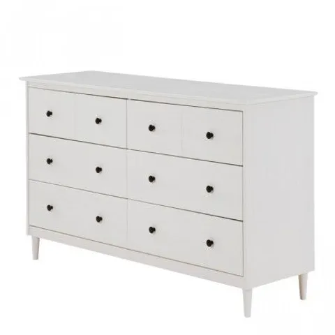 BOXED CETI 6 DRAWER 145CM W DOUBLE DRESSER WHITE 