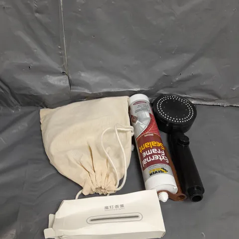 APPROXIMATELY 12 ASSORTED HOUSEHOLD ITEMS , SEALANT , SHOWER HEAD , WOOL , ETC 