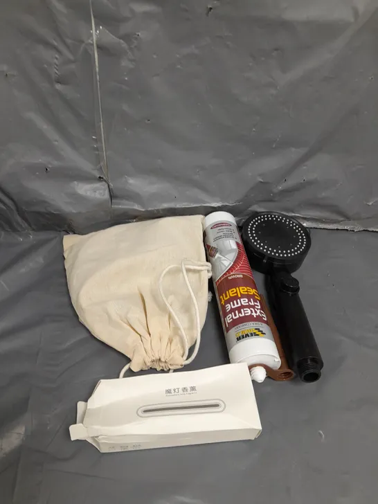 APPROXIMATELY 12 ASSORTED HOUSEHOLD ITEMS , SEALANT , SHOWER HEAD , WOOL , ETC 