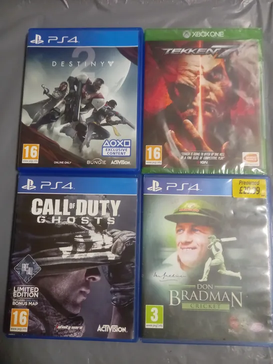 LOT OF 4 ASSORTED GAMES TO INCLUDE PS4 DESTINY, COD GHOSTS AND TEKKEN 7 FOR XBOX ONE 