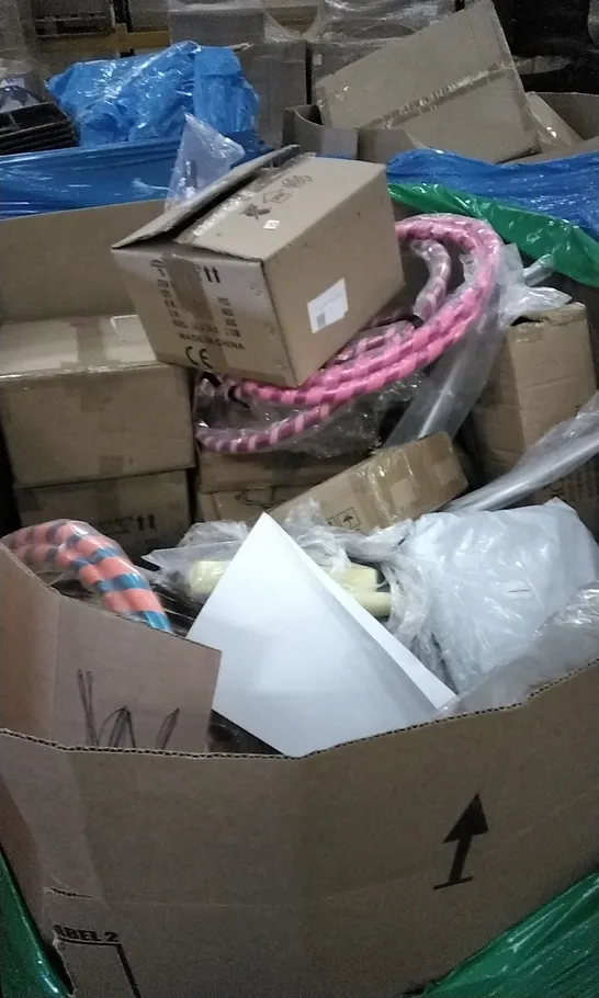 PALLET OF ASSORTED ITEMS INCLUDING DOORMAT, WINDOW SQUEEGEE, FLAMINGO TOILET SEAT, STAND MIXER AND ROTATING 5 SHELF BASKET