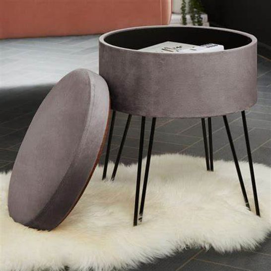 BOXED JOANNA STORAGE STOOL MID GREY