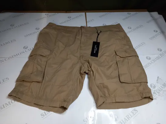 BRAVE SOUL RIVERWOODS CARGO SHORTS IN TAN BROWN - XL