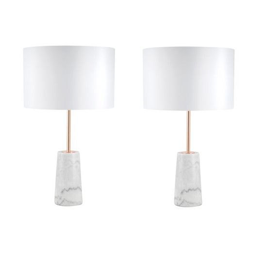 BOXED LAVOIR TABLE LAMP SET FINISH WHITE