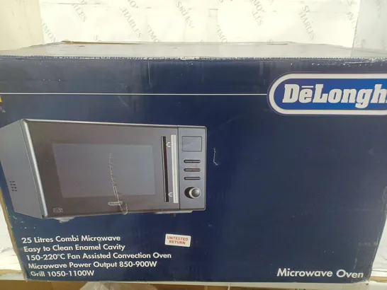 BOXED DELONGHI 25 LITRES COMBI MICROWAVE IN BLACK