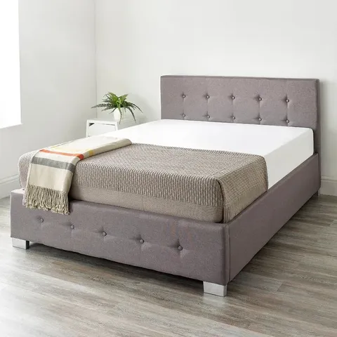 LAGGEN UPHOLSTERED OTTOMAN BED - GREY (BOX 1 OF 2 ONLY)