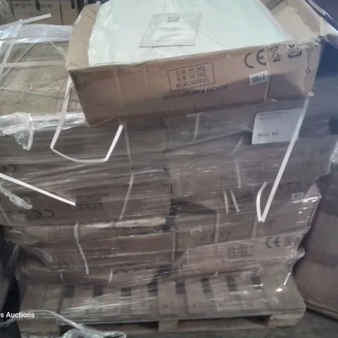 PALLET OF APPROXIMATELY 12 WHITE PVC MARQUEE ROOFS 11  3 × 10 & 1 × 4×4