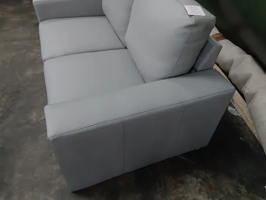 DESIGNER TWO SEATER SOFA GREY LEATHER 