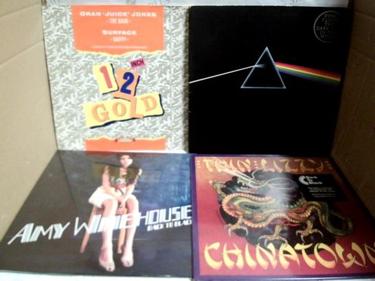 LOT OF APPROXIMATELY 14 VINYL ALBUMS, TO INCLUDE THIN LIZZY, PINK FLOYD, AMY WINEHOUSE, ETC