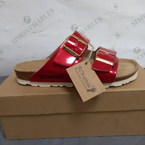 BONOVA RED STRAP FOOTBED SANDAL - SIZE 4