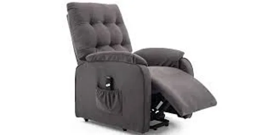 BOXED DESIGNER GREY RISE FABRIC RECLINER CHAIR (1 BOX)