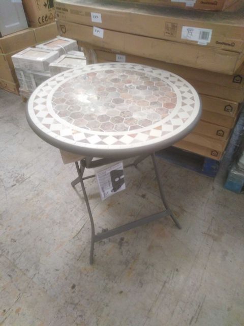 BOXED GOOD HOME KYTHROS STEEL TABLE WITH MOSAIC EFFECT