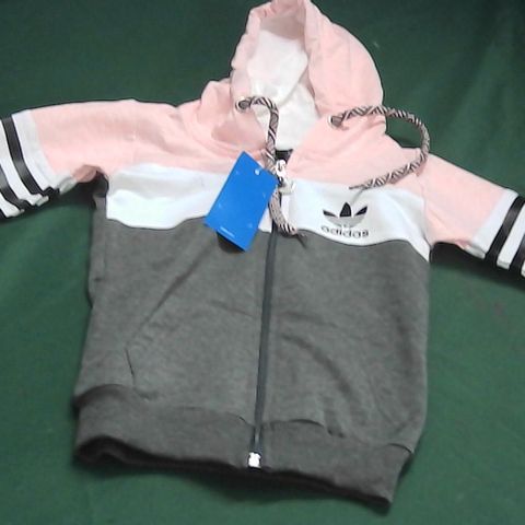 ADIDAS STYLE PINK/GREY TRACKSUIT TOP (NO SIZE)
